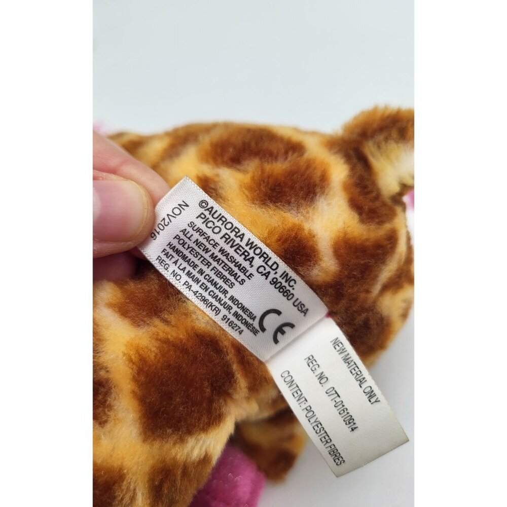 Aurora World Girlz Nation Giraffe Plush Stuffed Animal Toy Pink Brown 2016 - Picture 9 of 11
